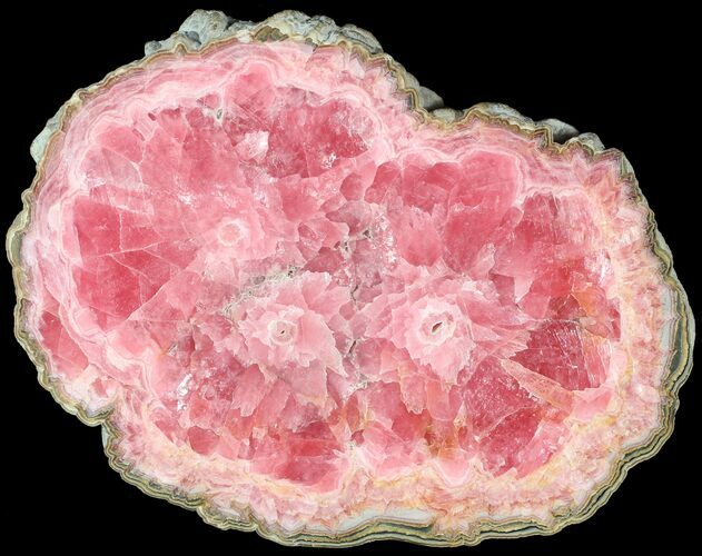 Rhodochrosite Stalactite Slice - Crystalline Pattern #63151